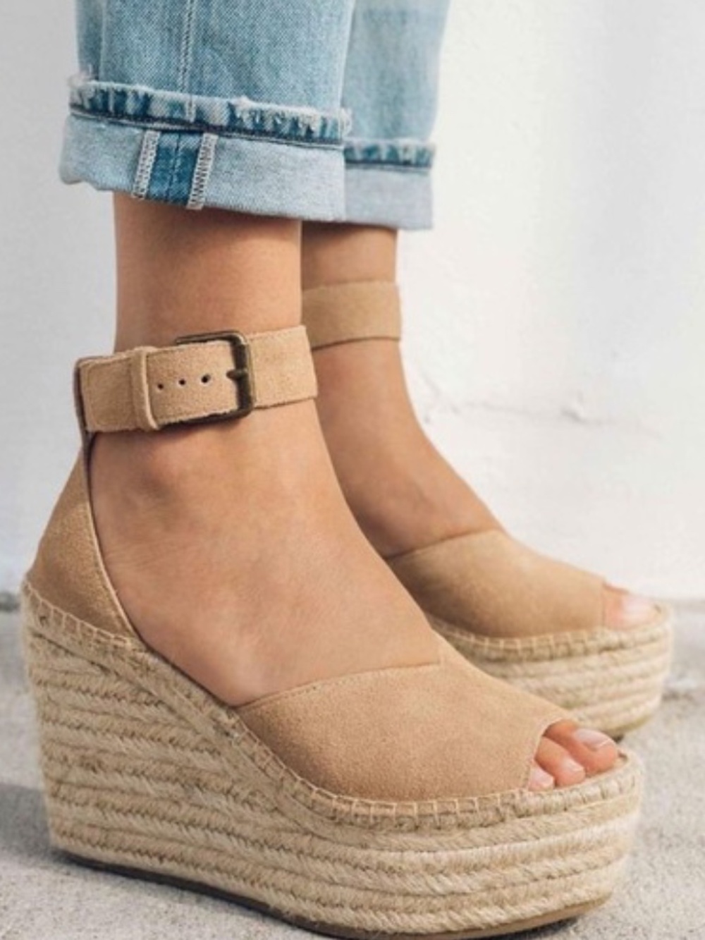 NEW! Soludos Positano Women Platform Wedge Sandals Size 11.0 M, Desert Tan Suede